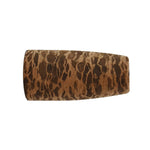 Cork fishing rod fighting butt grip, cylindrical dark brown mottled cork pattern