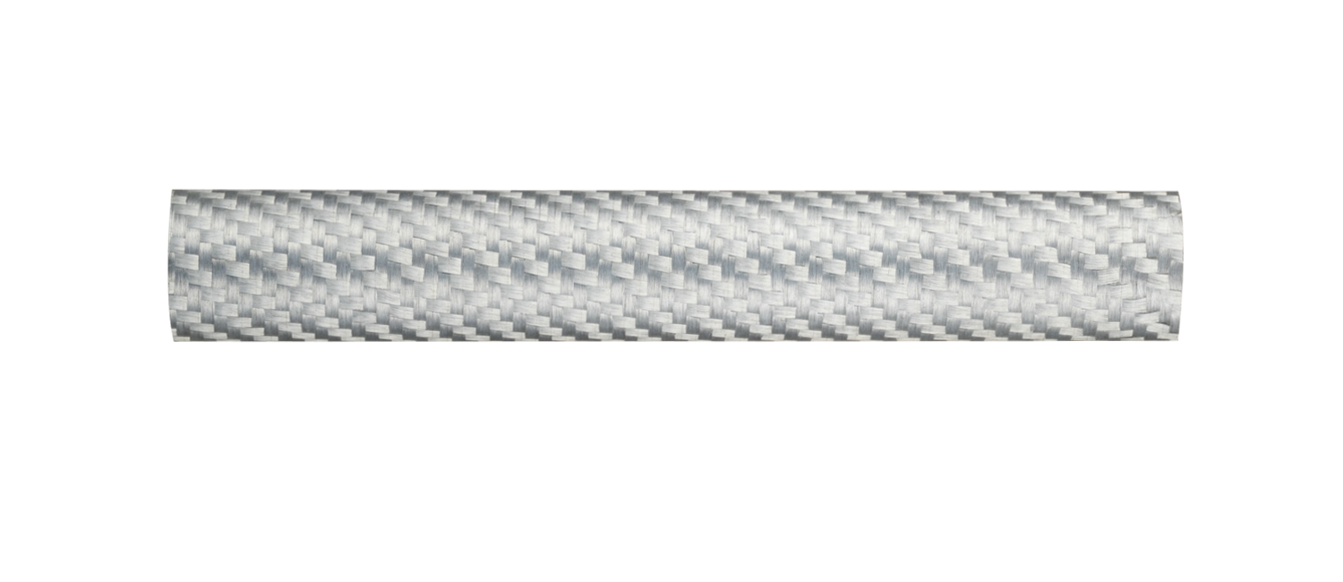 Light gray carbon fiber reel seat insert sleeve with woven pattern