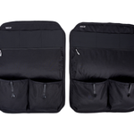 Ford Transit rear door storage panels pair, black fabric organizer with multiple pockets