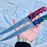 Fishing Knives – 13" Damascus Steel with Exotic Wood Handle