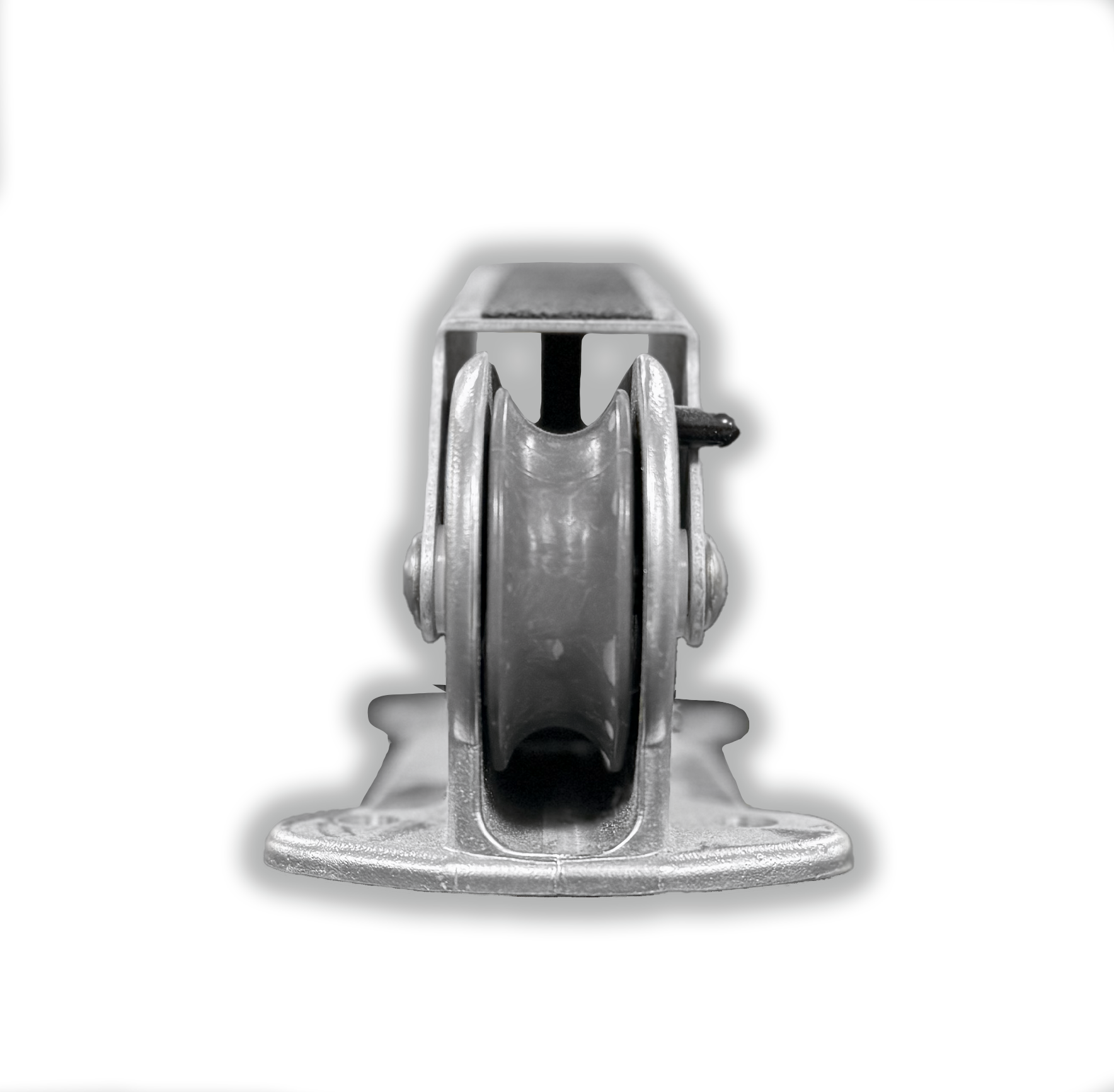 Metal rope release anchor base with central slot and side release lever
