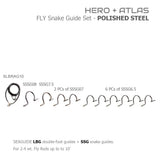 Polished steel fly snake guide set with one ring guide and several snake guides