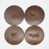 Fly-Stamped Leather Coaster Set