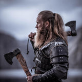 Norse Axe with Custom Handmade Forged 1095 Steel Blade and Hand Engraved Ash Wood Handle – Odin’s Edge