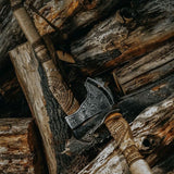 Battle Axe with Custom Handmade Forged Engraved 1095 Steel Blade and Ash Wood Handle – Warlord's Edge