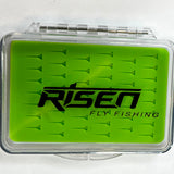 Mini fly box with green silicone insert