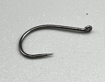 Barbless fly hook, black nickel caddis pupa and larva style