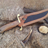 Custom Handmade Original Bowie Knife with Full Tang Damascus Steel Blade and Rosewood Handle - 13 Inches