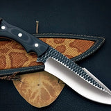 Full Tang Custom Handmade 440C Steel Fixed Blade Knife – 12" Micarta Handle with Leather Sheath