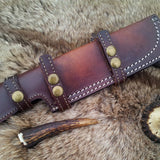 Custom Handmade Damascus Tanto Tracker Knife with Camel Bone Handle and Leather Sheath – Full Tang 12-Inch Survival Knife by KBS Knives