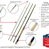 Fly Fishing Kit with Fiberglass Rod, 8wt | 9ft | 4-Piece | Wild Water Fly Fishing
