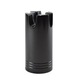 Black aluminum gimbal holder with two U-shaped slots and red accent band