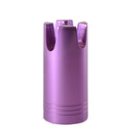 Purple aluminum gimbal holder with two top U-shaped slots and ridged base