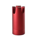 Red aluminum gimbal holder with two top U-shaped slots and ridged base
