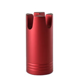 Red aluminum gimbal holder with two top U-shaped slots and ridged base