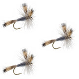 3 Pack Gray Wulff Classic Trout Dry Flies Hook Size 10