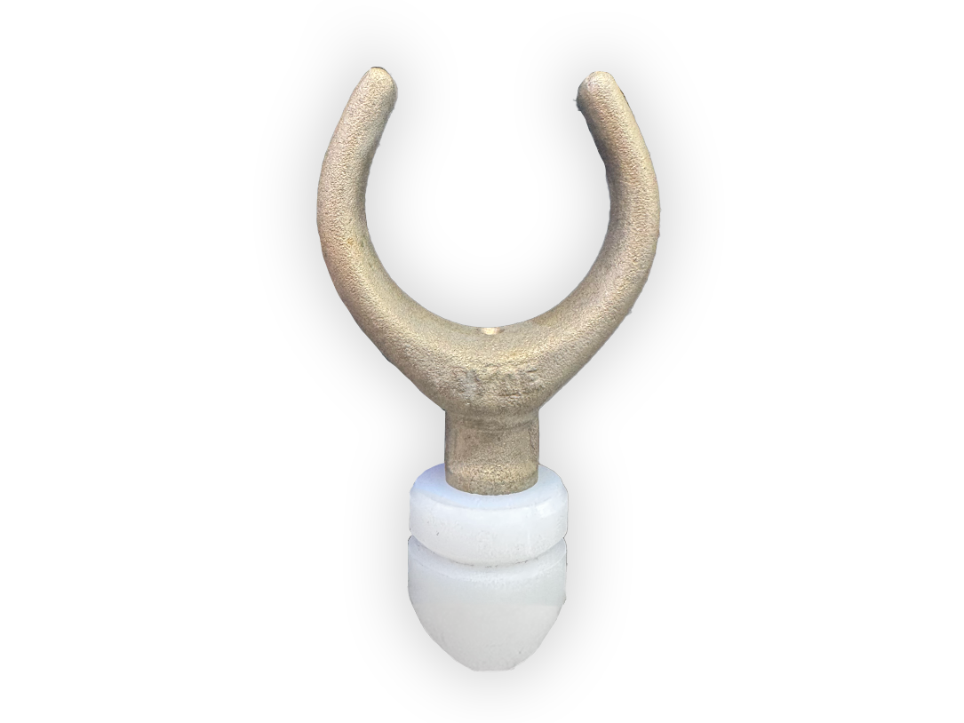 Single oar system fork holder with tan prong and white base