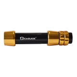 Gold boat rod reel seat with metal hoods and segmented locking nut