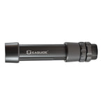 Black boat rod reel seat with metal hoods and ribbed locking nut