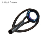 Seaguide Tip Top XRT fishing rod guide, black frame with blue ring insert