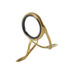 Gold PVD double-foot fishing rod guide with circular frame and two legs