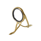Gold PVD double-foot fishing rod guide with circular frame and two legs