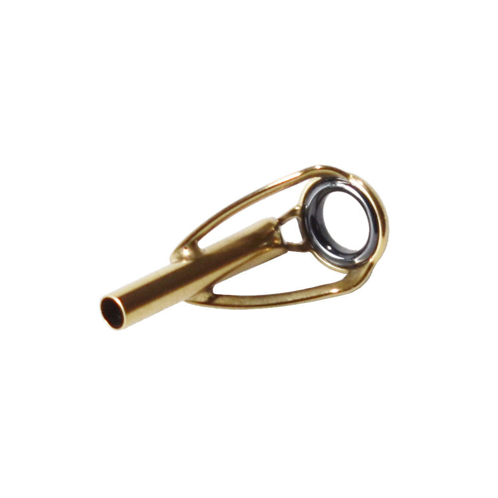 Gold PVD tip top with circular ring frame, tubular fishing rod guide