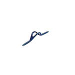 Blue titanium hook keeper clip with loop and two fork prongs