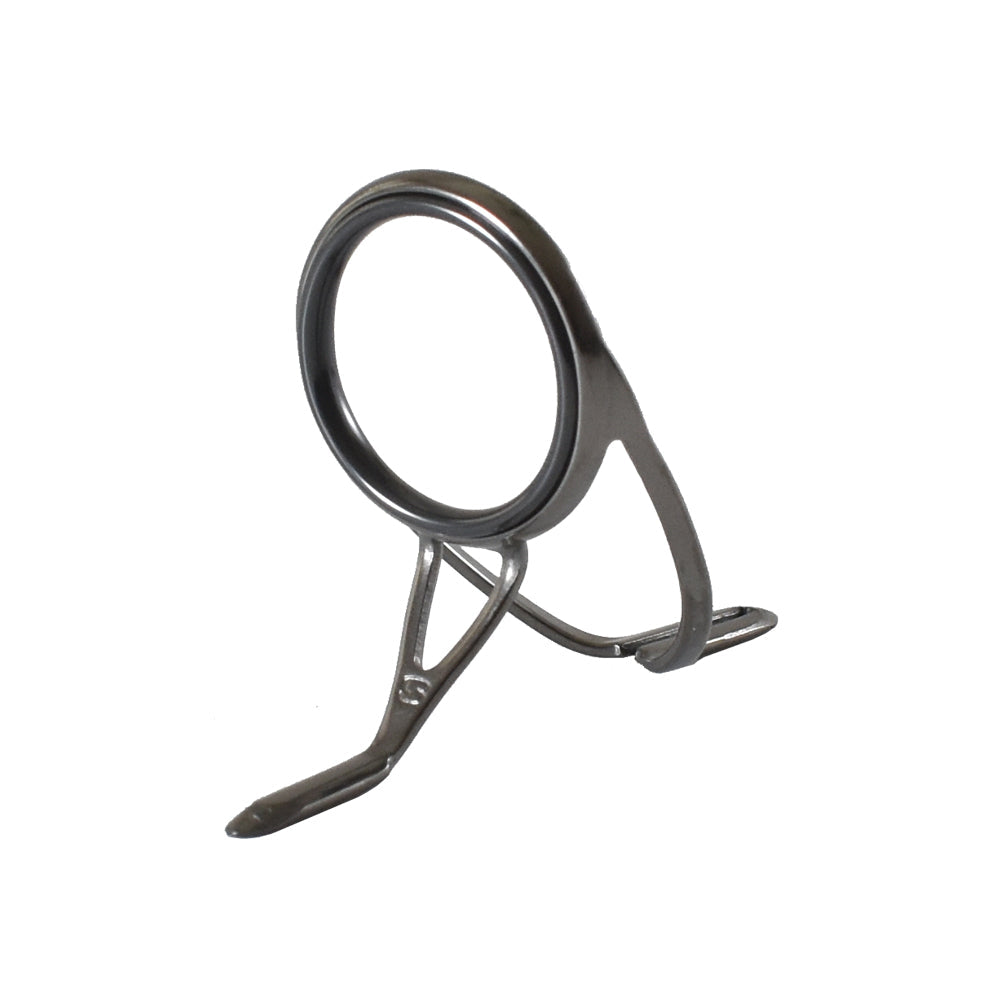Black double-foot fishing rod guide with a circular frame and two legs