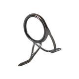 Black double-foot fishing rod guide with a circular frame and two legs