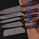 Damascus Kitchen Knives Set