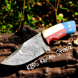 Hand Forged Damascus Skinning Knife – Texas Flag Handle
