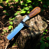 Hand Forged Bull Cutter Knife - 8" 1095 Steel with Bone and Rosewood Handle