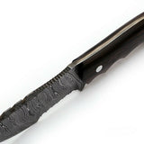 Custom Handcrafted Damascus Steel Tom Brown Tracker Knife - 10" Rosewood Handle with Horizontal Leather Sheath | Survival, Camping, Tactical | KBS Knives