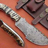 Custom Handcrafted Damascus Steel Tom Brown Tracker Knife - Ideal for Survival, Camping & Tactical Use | KBS Knives