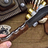 Custom Handcrafted Damascus Steel Tom Brown Tracker Knife - Ideal for Survival, Camping & Tactical Use | KBS Knives