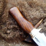 Custom Handmade Hunting Bowie Knife with D2 Steel Blade and Rosewood Handle - 12 Inches