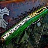 Custom Handcrafted Damascus Steel Tops Tanto Tactical Tracker Folding Knife - Ideal for Survival, Camping & Tactical Use | KBS Knives