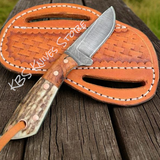 Handmade Buckaroo Knife for Wrangler – D2 Steel with Antler Horn & Rosewood