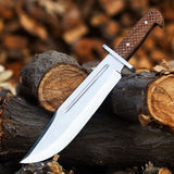 Collins & Co. Bowie Knife – 15.5" Full Tang D2 Steel Blade with Engraved Rosewood Handle & Leather Sheath