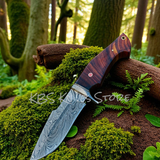 Handmade Damascus Blade Hunting Knife 10" Rosewood Handle