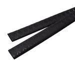 Black heat shrink tubing with crisscross grid texture and open ends