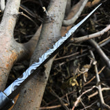 Custom Handmade D2 Steel Bowie Knife – 14-Inch Blade with Bone & Colored Wood Handle, Damascus Guard & Leather Sheath | Perfect for Hunting – KBS Knives