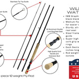 Deluxe Fly Fishing Kit, 12wt Rod | 9ft | 4-piece | Wild Water Fly Fishing