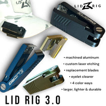 Laser rig tool in black with thumb latch and mounting plate; aluminum body