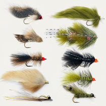 Freshwater streamer fly assortment, multicolor feather flies on hooks (10-pack)