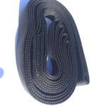 Dark navy woven recovery leash strap, coiled with looped end