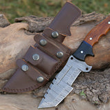 Tracker Scout – Handmade Damascus Steel Knife with Rosewood & Buffalo Horn Handle