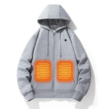 LITEGUEST USB Heated Hoodie 5-Zone Heated Zip-up Hooded Sweatshirt