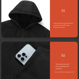 LITEGUEST USB Heated Hoodie 5-Zone Heated Zip-up Hooded Sweatshirt